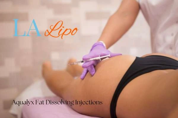 Woman having fat dissolving injections Hertfordshire on thighs
