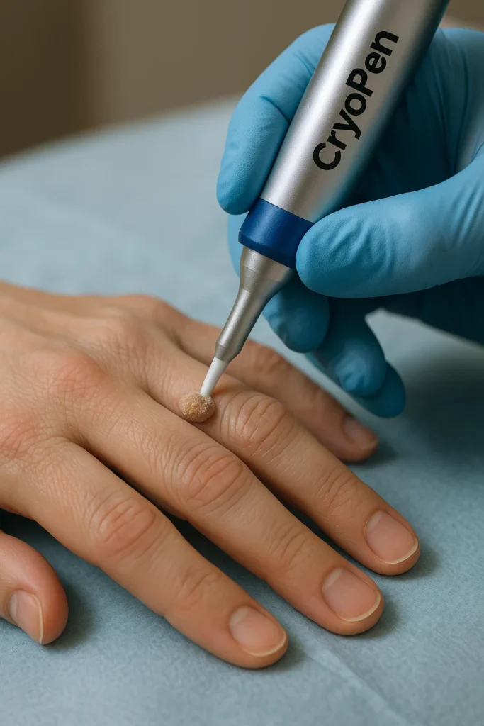 example of cryopen wart removal Hertfordshire treatment on a persons finger