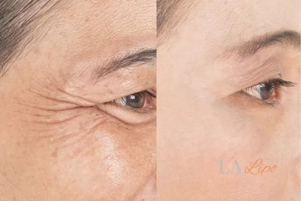 Before and after results of woman - HI-fu wrinkles reduction treatment Hertfordshire
