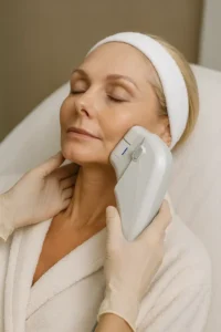 Woman receiving HIFU non surgical facelift treatment Hertfordshire